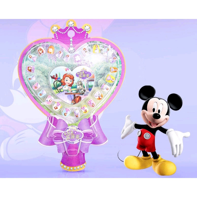 Sét 24 móng tay giả (có keo dính sẵn) kèm dũa móng tay họa tiết công chúa Elsa, Shopia cho bé gái