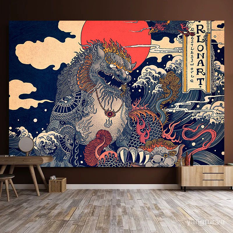 Tấm vải treo tường trang trí nội thất phong cách Ukiyo-E