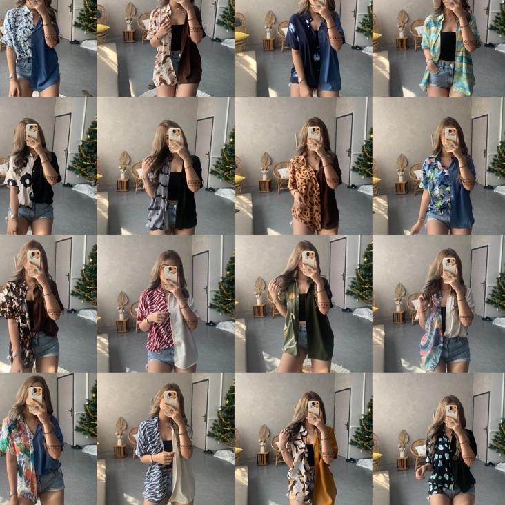 Mix / Áo Sơ Mi Oversize / Áo Sơ Mi Rayon Oversize / Áo Sơ Mi Oversize / Áo Sơ Mi Oversize Họa Tiết Mix Thời Trang (PT.08Ap22)