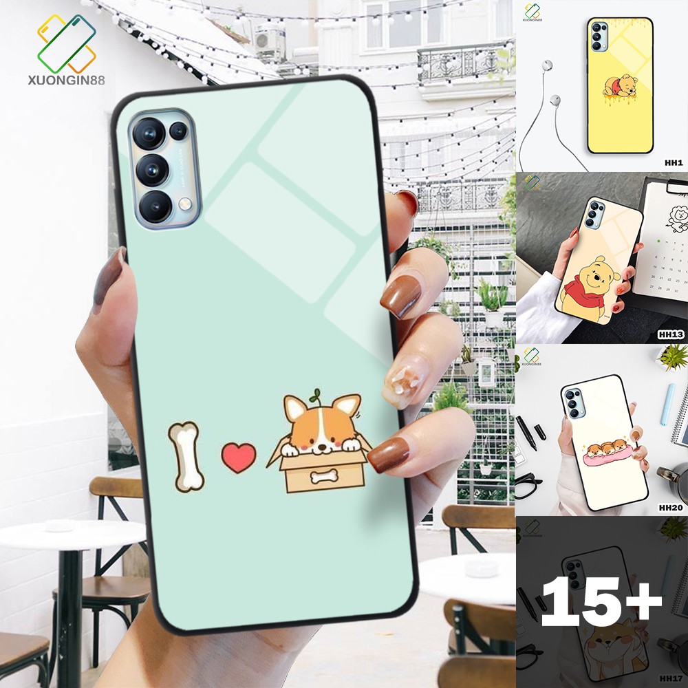 Ốp lưng Oppo RENO 5 kính cường lực hoạt hình cưng xỉu