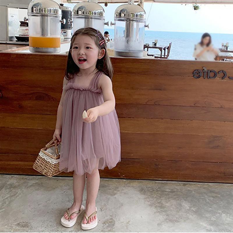 Đầm công chúa sát nách màu trơn cho bé