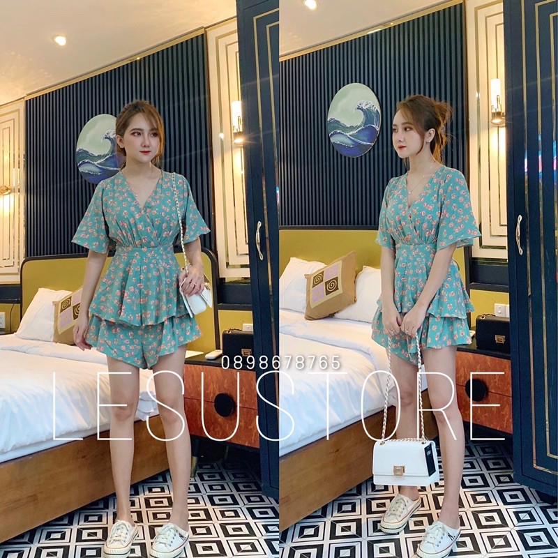 ẢNH TỰ CHỤP Jumpsuit hoa 2 tầng cánh tiên