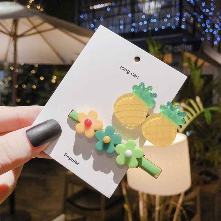 Set 2 Kẹp Tóc bé gái - Kẹp tóc Hoa Quả KAWAII Trái Cây Dễ Thương phong cách Hàn Quốc cho bé