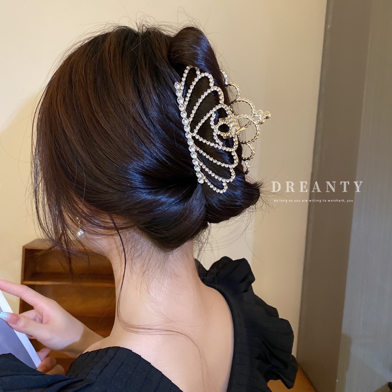 Kẹp Tóc Hình Vương Miện Đính Ngọc Trai Thời Trang Cho Nữ