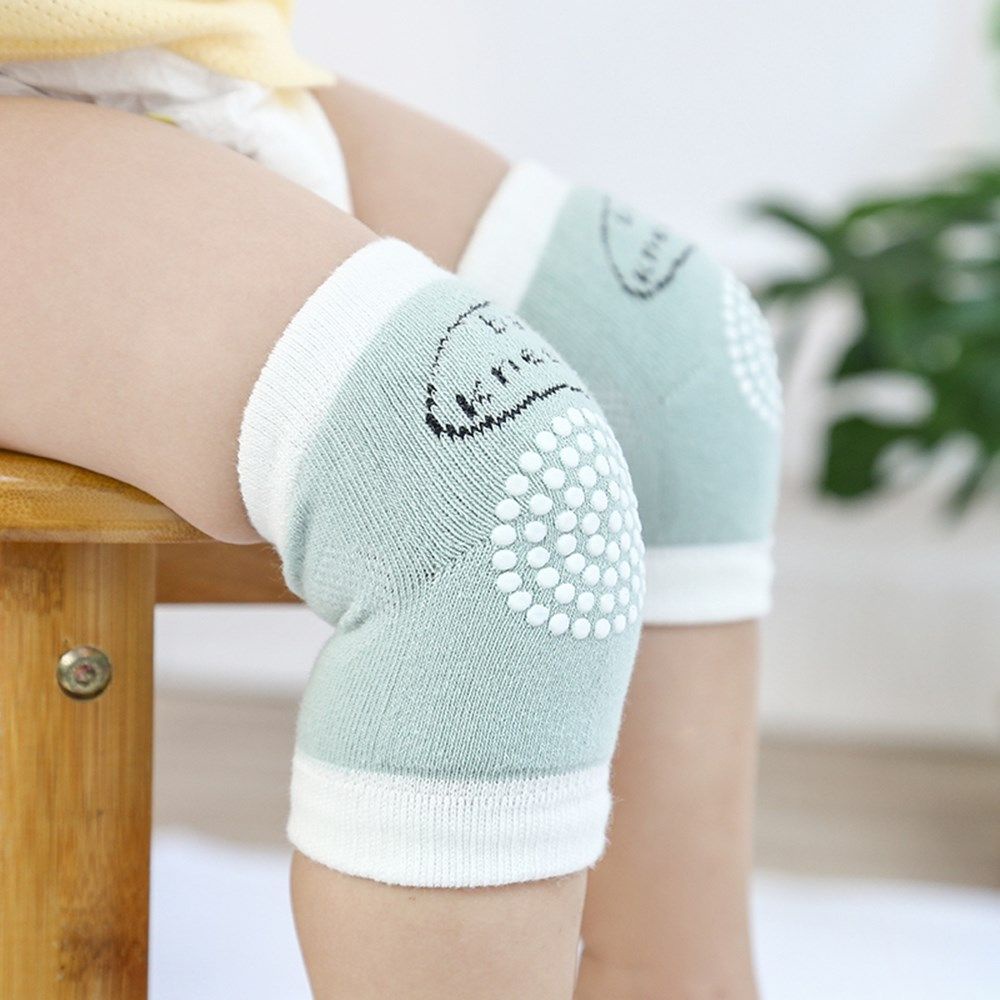 Cặp miếng đệm bảo vệ đầu gối/ khuỷu tay lưới cotton thoáng khí dày dặn chống trượt giữ ấm nhiều màu cho bé tập bò