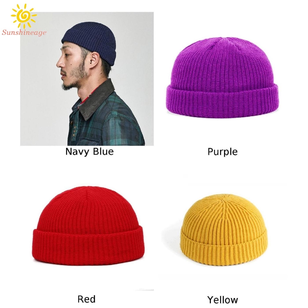 Mũ beanie len màu trơn phong cách retro thời trang thu đông dành cho nam và nữ
