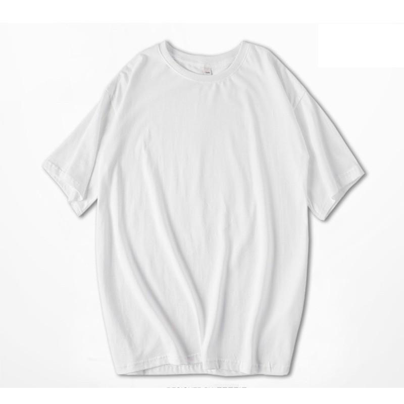 ÁO THUN TAY LỠ COTTON TRẮNG TRƠN FORM UNISEX (có hình chụp thật)
