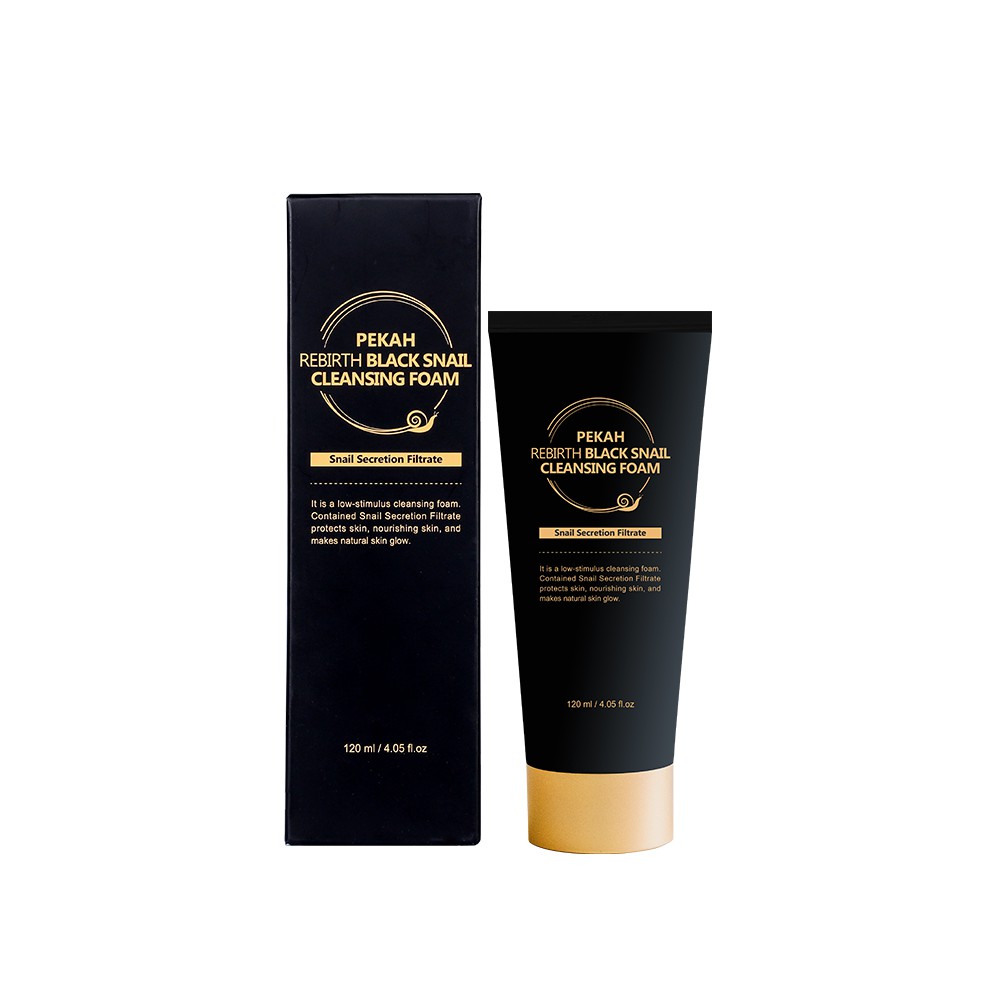 Sữa rửa mặt ốc sên sạch sâu chống lão hóa giảm nhăn PEKAH rebirth black snail cleansing foam 120ml