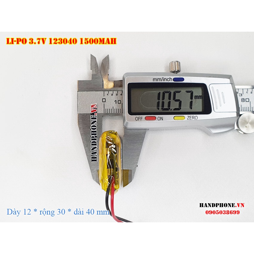 Pin sạc Li-Po 3.7V 1500mAh 123040  cho Loa Bluetooth, Camera Hành Trình, Khoá Vân Tay, Chuột Máy Tính