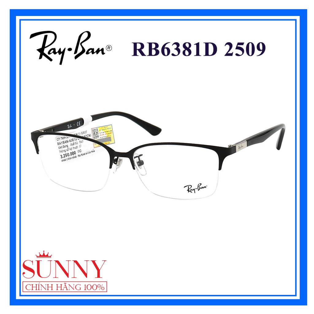 Kính mát Rayban 0 độ - sp chính hãng kèm tem chống hàng giả của bộ công an. Mã sp RB6381D 2509