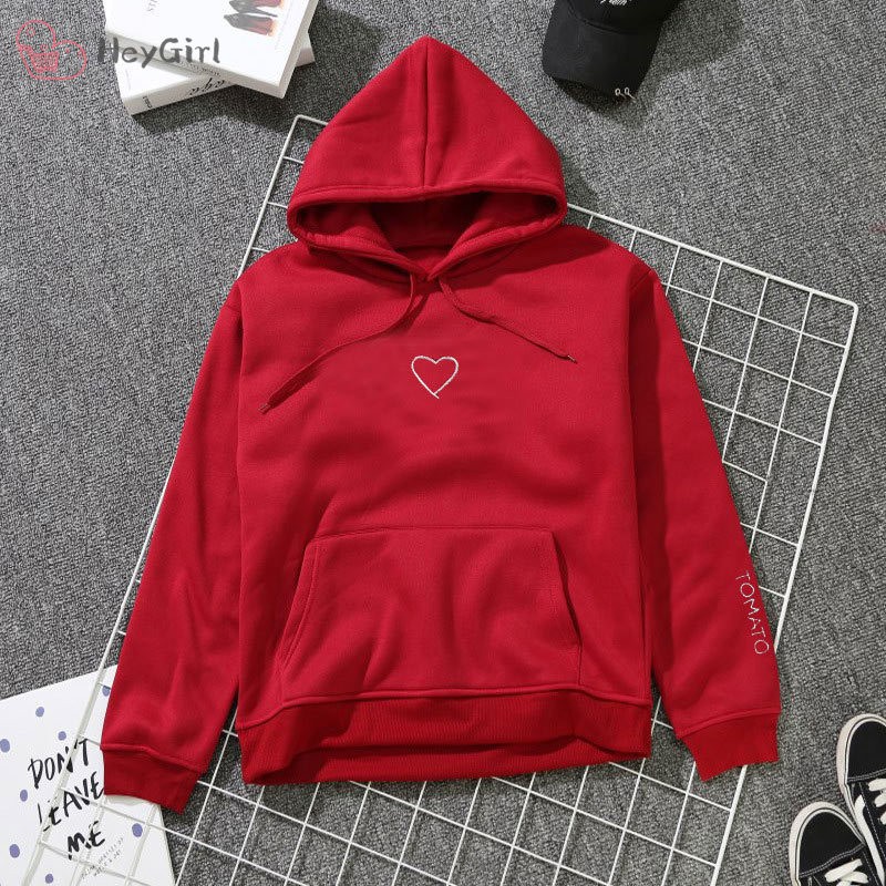 1 Áo Hoodies Tay Dài Hoạ Tiết Trái Tim Thời Trang Mùa Thu