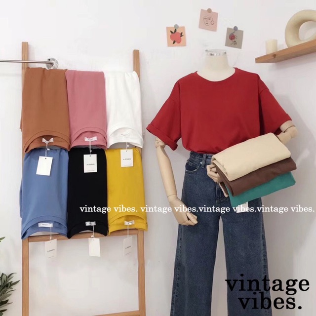 Áo Phông trơn Unisex Astudio, Áo thun nam nữ tay lỡ oversize form rộng TS223