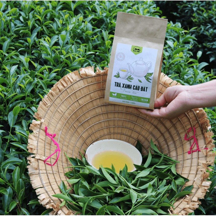 Trà xanh Cầu Đất 100% nguyên chất trà sạch thơm ngon, thu hoạch từ Đà Lạt Farm, Lâm Đồng - Túi 150g