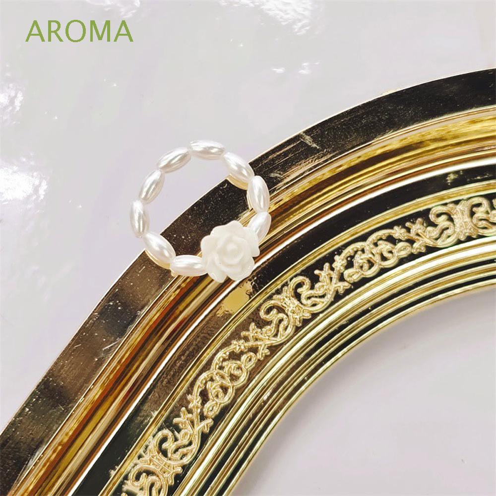 Nhẫn Đeo Tay Kim Loại Đính Ngọc Trai Giả Vintage Cho Nữ