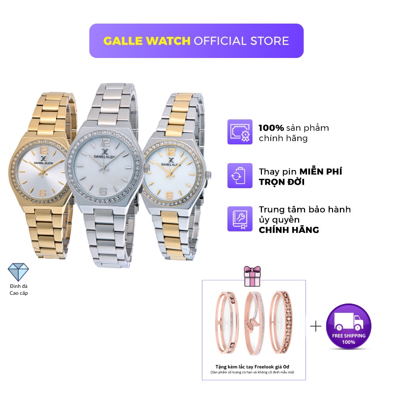 Đồng hồ nữ Daninel Klein Watch DK.1.12794 mặt nhỏ đính đá, kính cứng chống xước, chống nước, dây thép đeo tay cao cấp