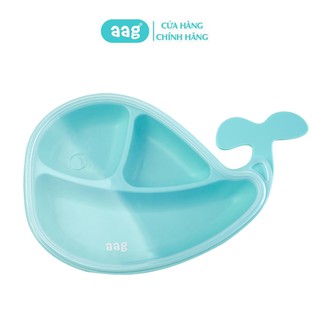 Bát ăn dặm 3 ngăn có nắp đậy AAG 375 hình cá heo đế chống trơn, chống rơi vỡ cho bé
