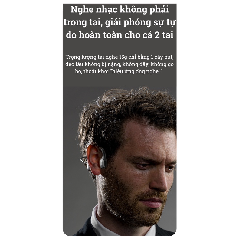 Tai nghe bluetooth không dây truyền âm thanh qua xương, tai nghe không dây cho thể thao chạy bộ xe đạp