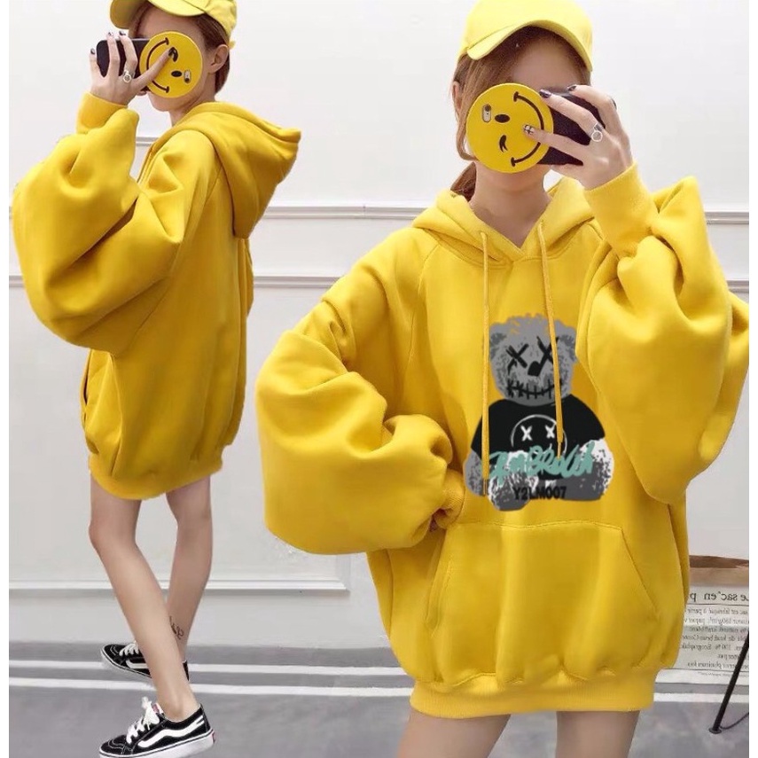 Áo Hoodie Nón Chui Trùm Đầu Nữ Nam Unisex Chất Vải Nỉ Poly Cún Nón Có Tai WAH065NO