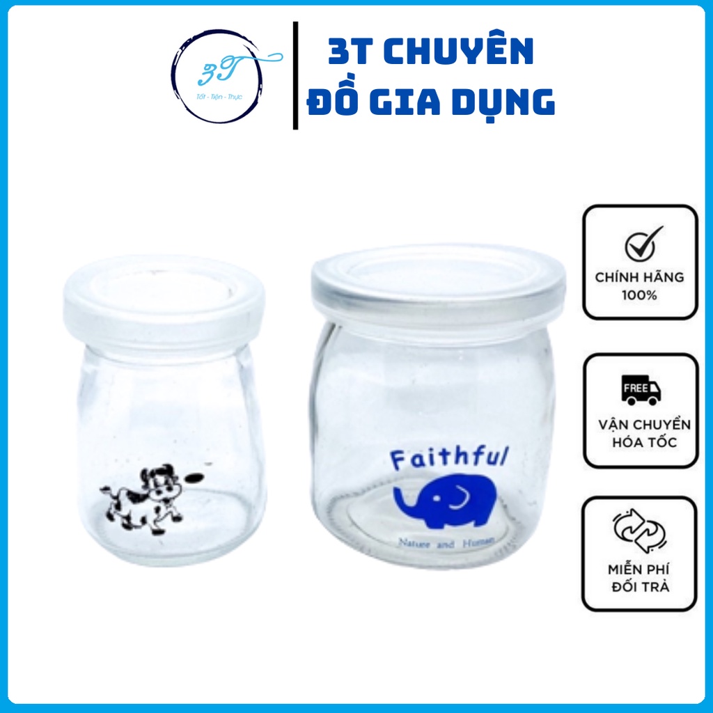 Hũ Đựng Sữa Chua Thuỷ Tinh Nắp Nhựa Cao Cấp Loại 100/200ml