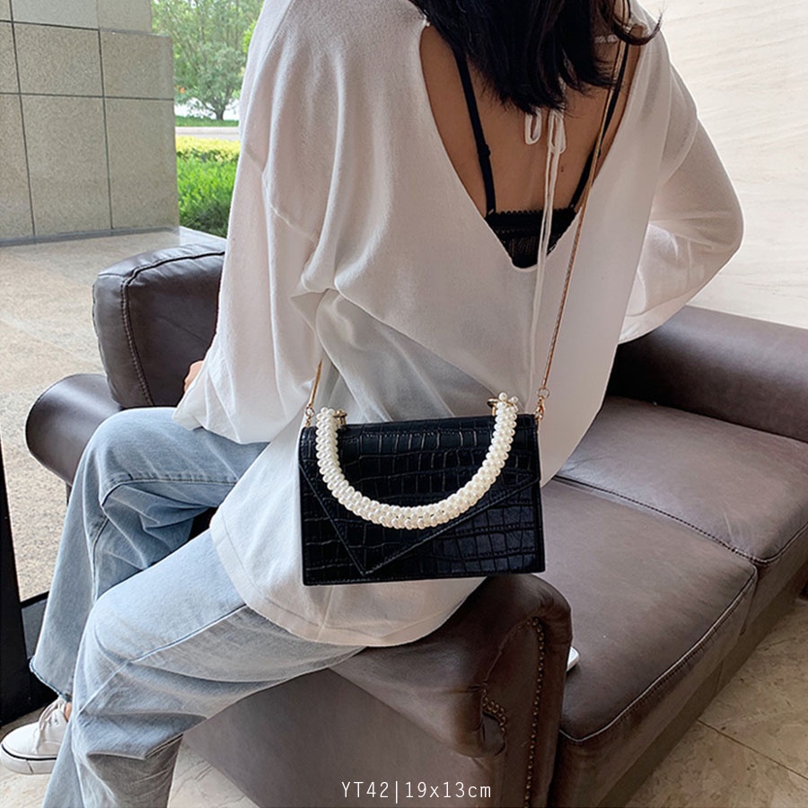 Túi nữ da cá sấu quai xách ngọc - YT42