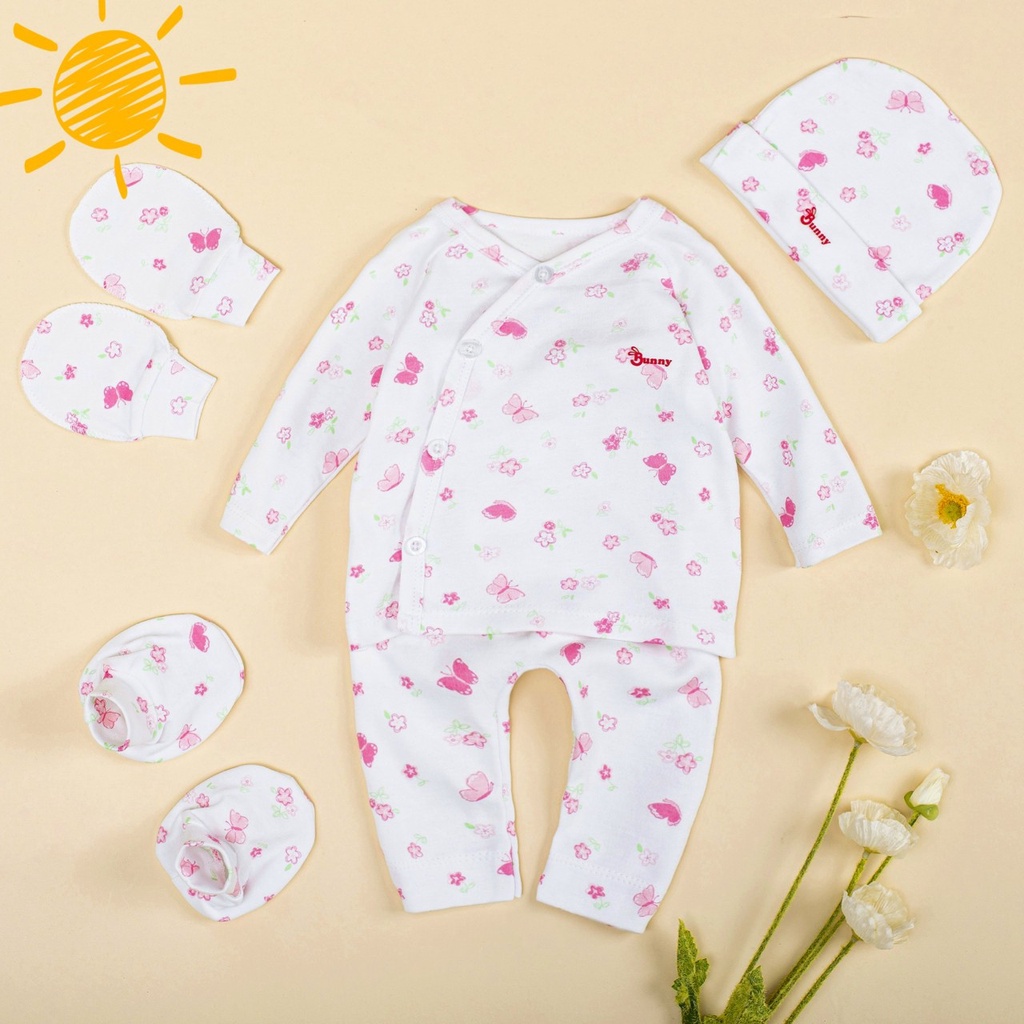 Đồ bộ dài tay cho bé trai bé gái sơ sinh cúc cài giữa, Quần áo sơ sinh chất cotton mềm mát cho bé Thị Nắng Store