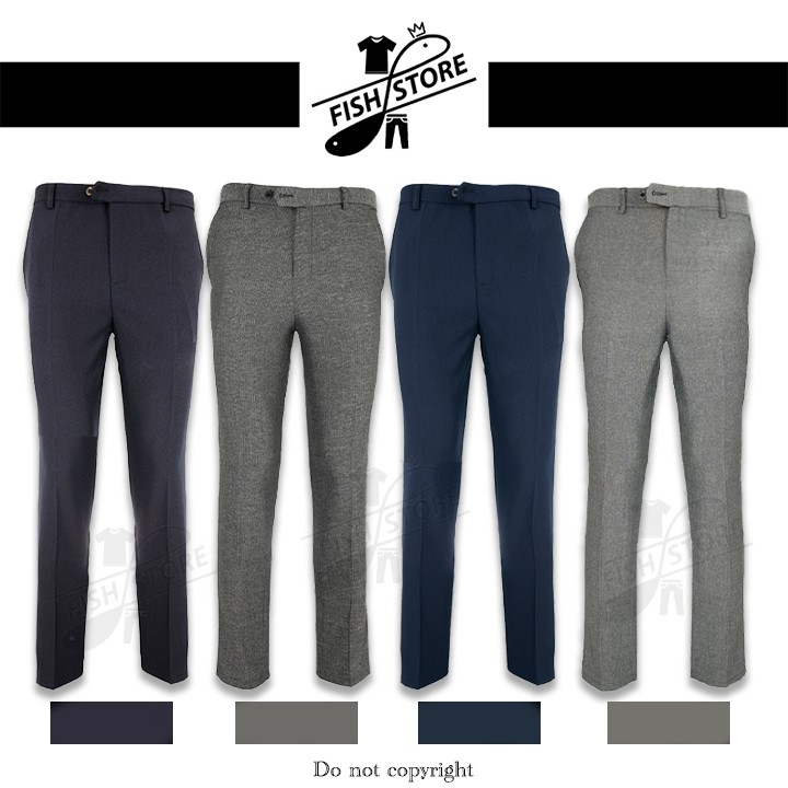 Quần tây nam công sở cho trung niên, ống vừa, vải không xù lông