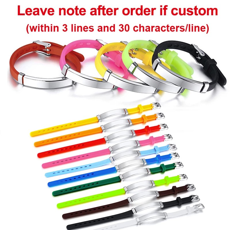 Cá Nhân Hóa Vòng Tay Silicon Mềm ID Khẩn Cấp Thẻ Tên Khẩn Cấp Tùy Chỉnh Cho Trẻ Em/Bé Trai/Bé Gái