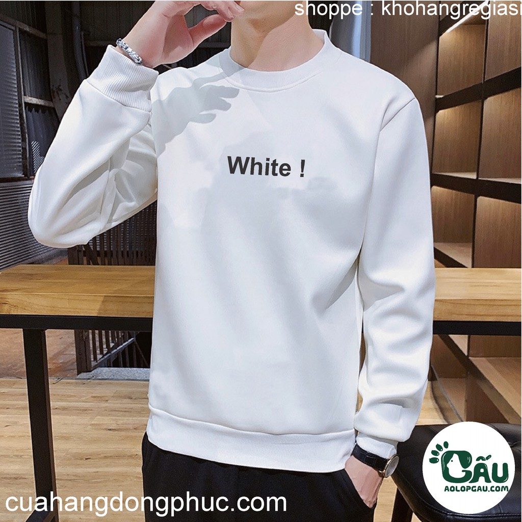 Áo sweater GẤU 194 vải thu đông co dãn, dày dặn mềm mịn form rộng phong cách Unisex  White! - Black!