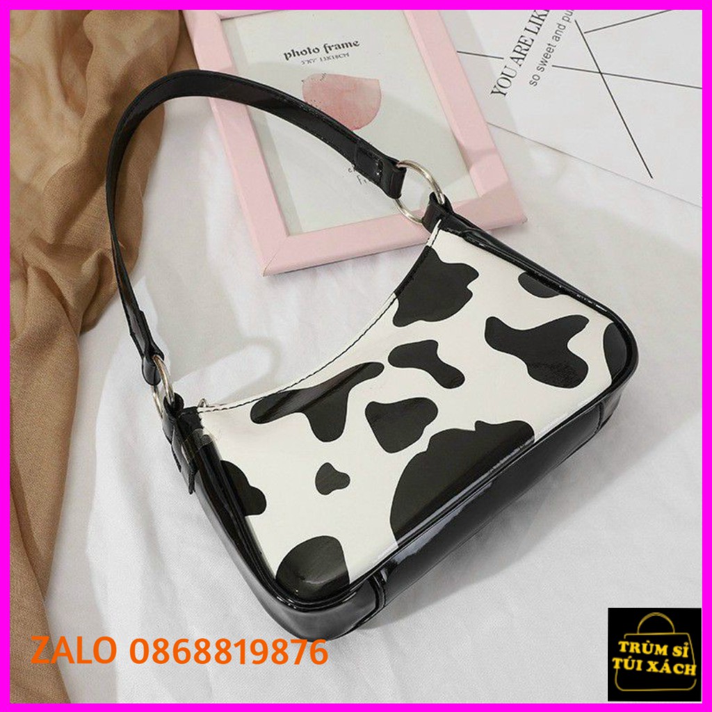 ❤️𝙁𝙍𝙀𝙀𝙎𝙃𝙄𝙋❤️  túi xách nữ đeo vai họa tiết con bò sữa
