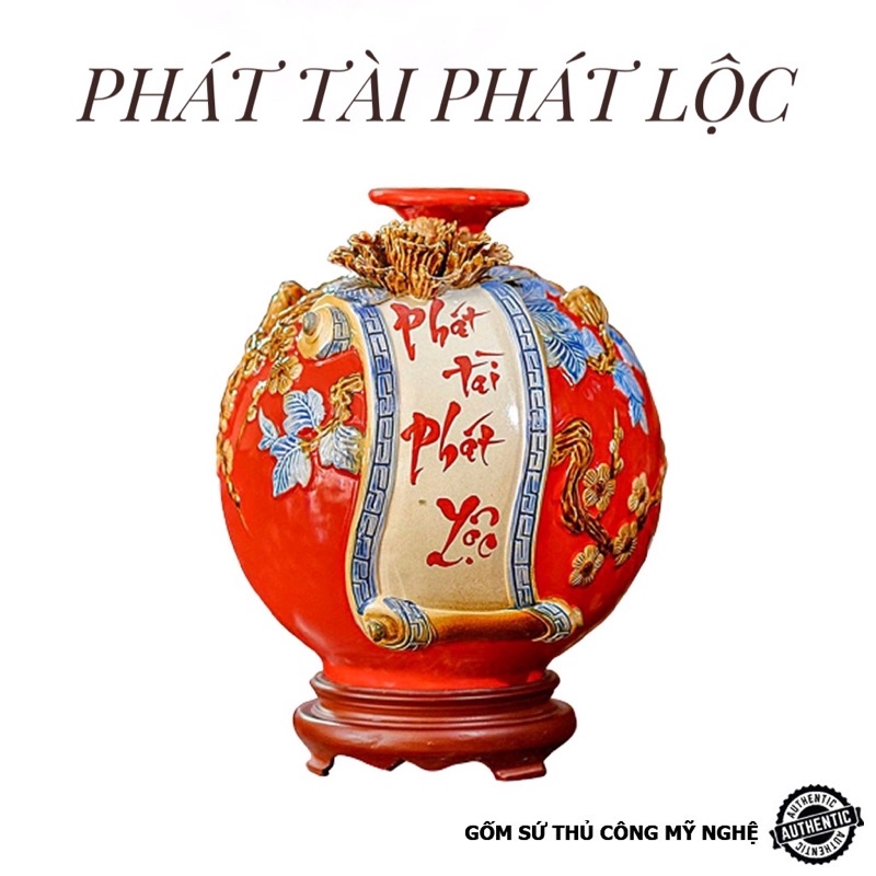 Bình hút lộc-Phát Tài Phát Lộc cao cấp Bát Tràng