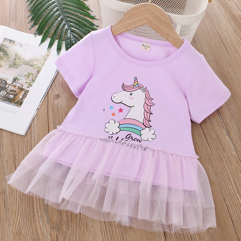 Áo Thun Tay Ngắn In Họa Tiết Hoạt Hình Thời Trang Mùa Hè Cho Bé Gái