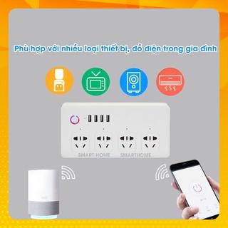 Ổ cắm điện USB wifi thông minh nhiều lỗ cắm đa năng, kết nối wifi điều khiển qua app, 4 ổ cắm