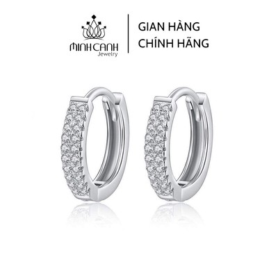 Bông Tai Bạc Khóa Bấm 2 Hàng Đá - Minh Canh Jewelry