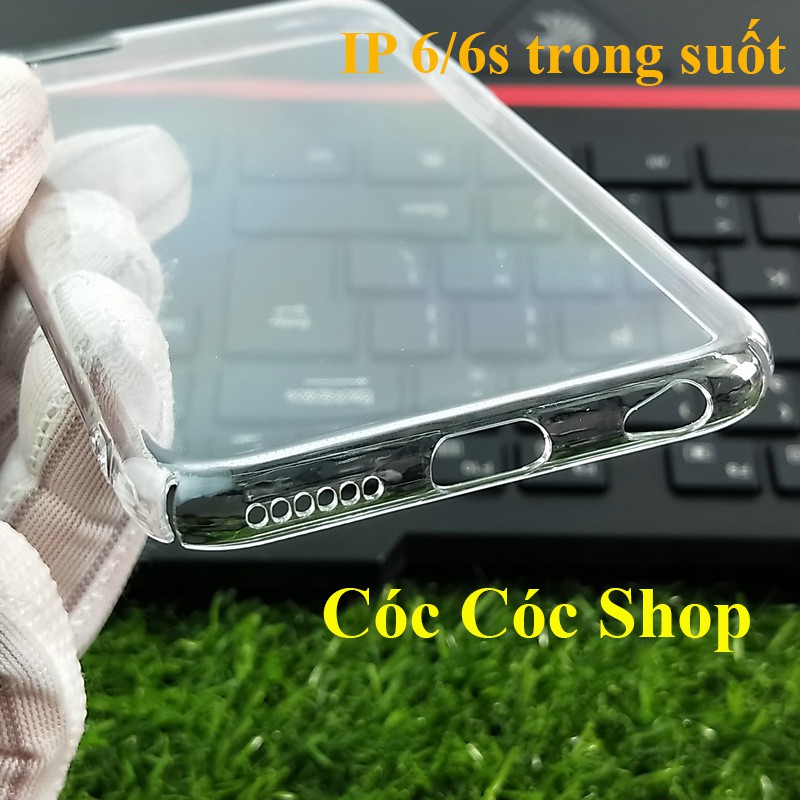 Ốp lưng IPhone 6/ 6S/6 plus/ 6S plus nhựa CỨNG TRONG SUỐT tặng Cáp lightning