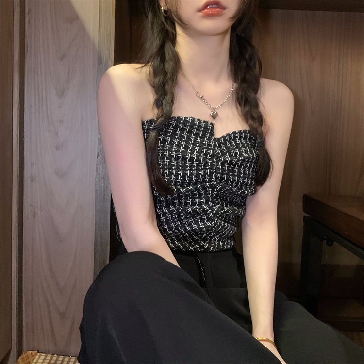 XIAO ZHAI NV QADCOL Áo Ống Thiết Kế Độc Đáo Phong Cách Hàn Quốc Cá Tính Cho Nữ