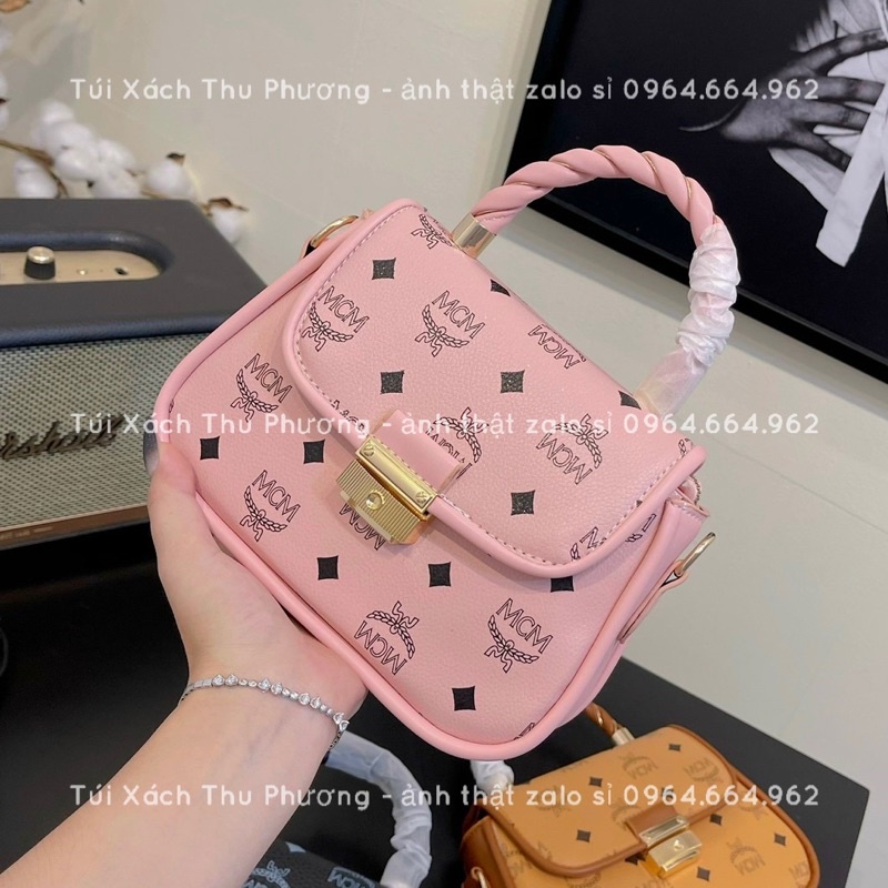 Túi xách quai kiềng có dây đeo chéo hoạ tiết chữ Mc.m siêu sang chảnh cho nữ (cam kết chuẩn ảnh)