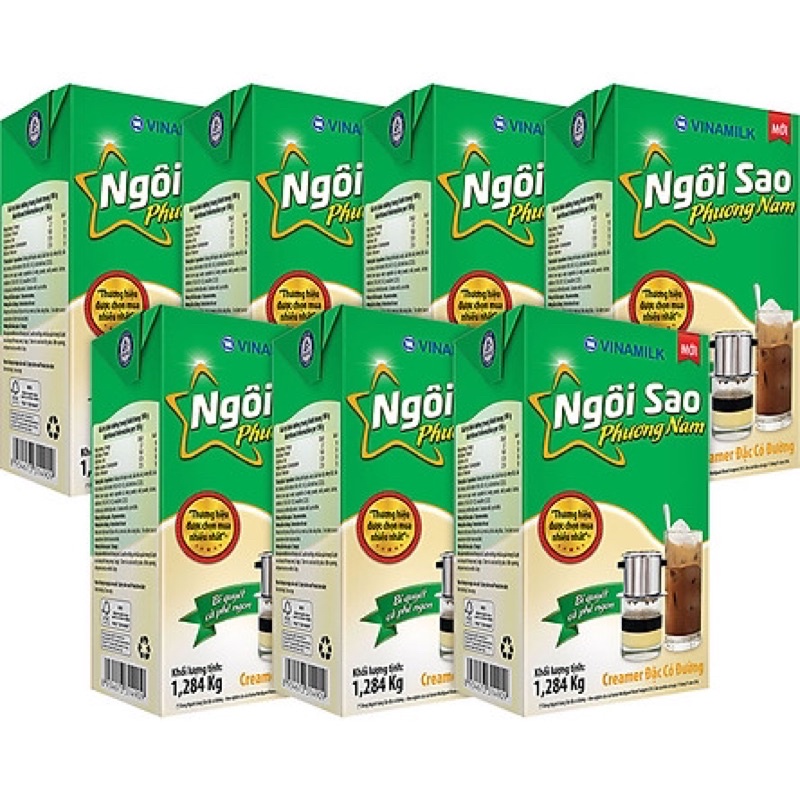 Sữa đặc có đường Ngôi Sao Phương Nam với ba kích cỡ khác nhau.