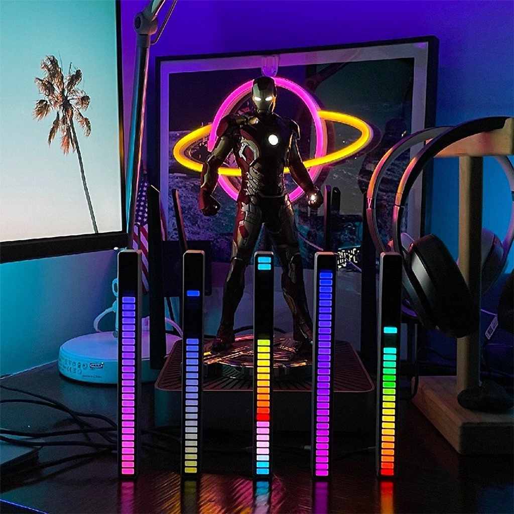 Thanh đèn LED cảm ứng theo nhạc, đèn LED RGB nháy theo nhạc-sạc pin-cảm úng theo âm thanh tiện dụng