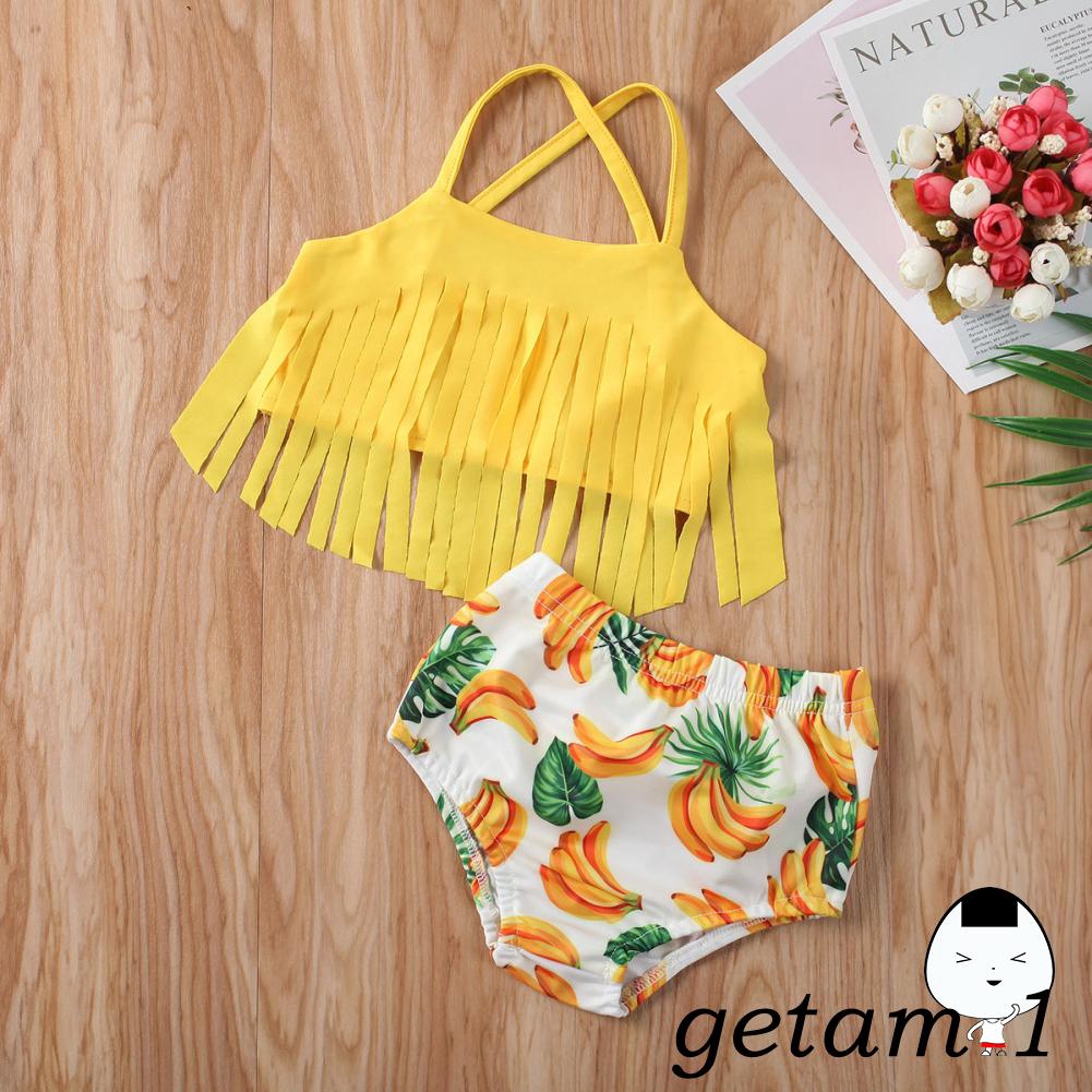 Bộ đồ bơi hai mảnh phối tua rua thời trang đáng yêu cho bé từ 1 đến 5 tuổi