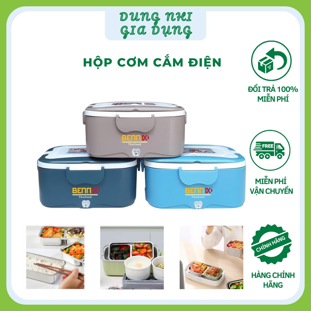 Hộp Cơm Cắm Điện 2 Ngăn Tặng Túi Đựng Cơm Hâm Nóng Giữ Nhiệt, Hộp Cơm Hâm Thức Ăn Bennix BN 88I