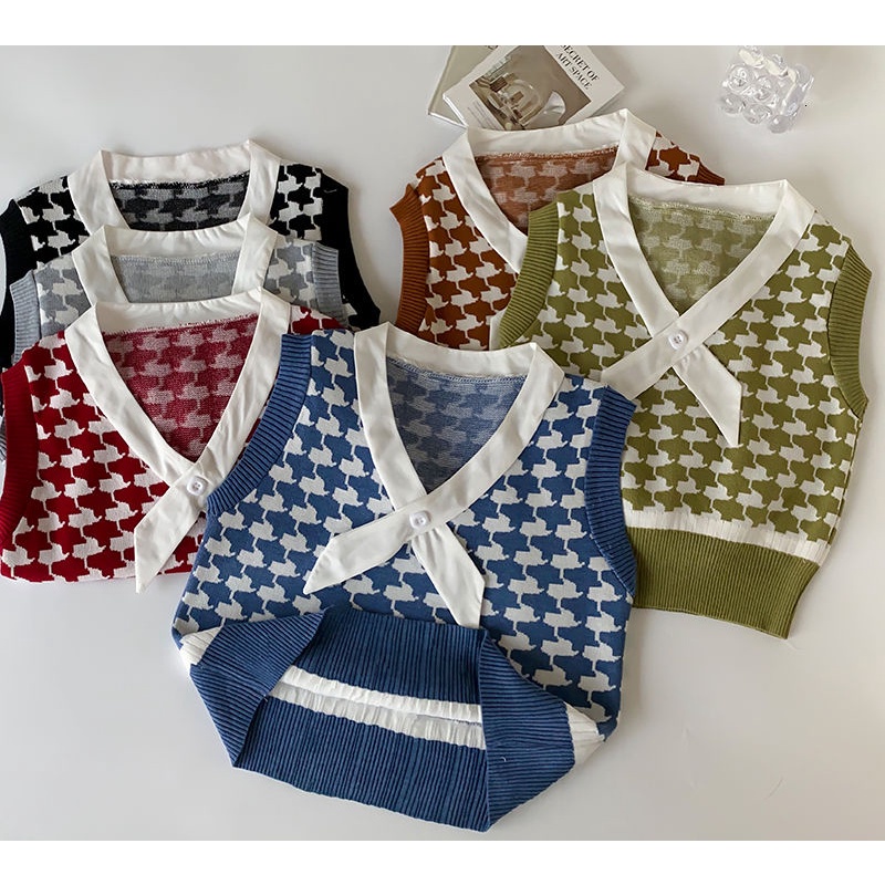 Áo Dệt Kim Cổ Chéo Kẻ Sọc Thời Trang Thu Đông  191968Áo Len Không Tay Phong Cách Hàn Quốc Cổ Điển Độc Đáo | BigBuy360 - bigbuy360.vn