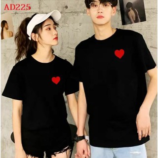 Áo đôi nam nữ màu đen, trái tim đỏ - đồ cặp nam nữ vải xịn 100% cotton