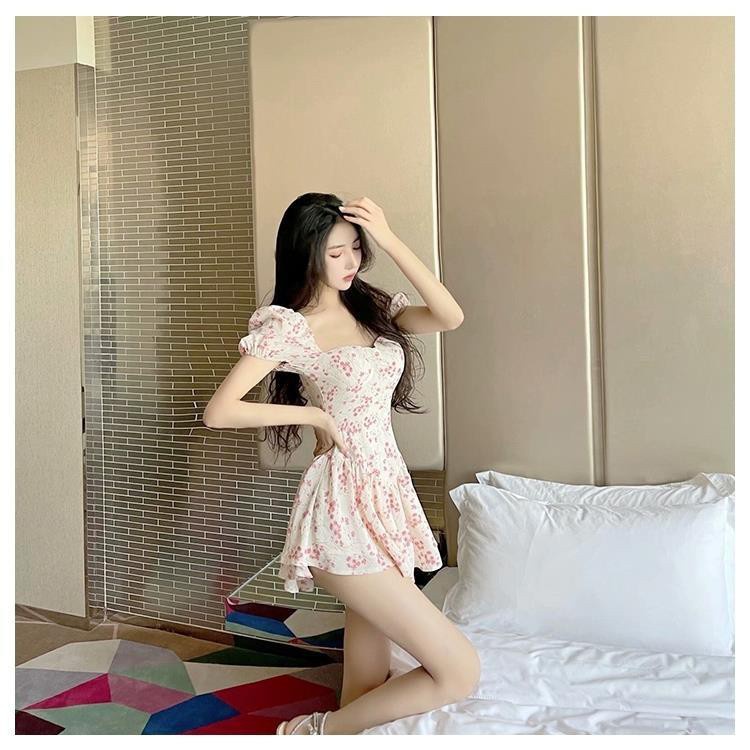 Đầm Tay Phồng Cổ Vuông In Họa Tiết Hoa Ngọt Ngào Thời Trang Mùa Hè Mới Cho Nữ 2021 | BigBuy360 - bigbuy360.vn