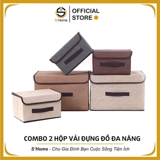 Hộp Vải Đựng Đồ ❤️S'Home❤️ Combo 2 Túi Vải Đựng Quần Áo, Đồ Dùng Đa Năng Có Nắp Đậy Loại 1 - SH1