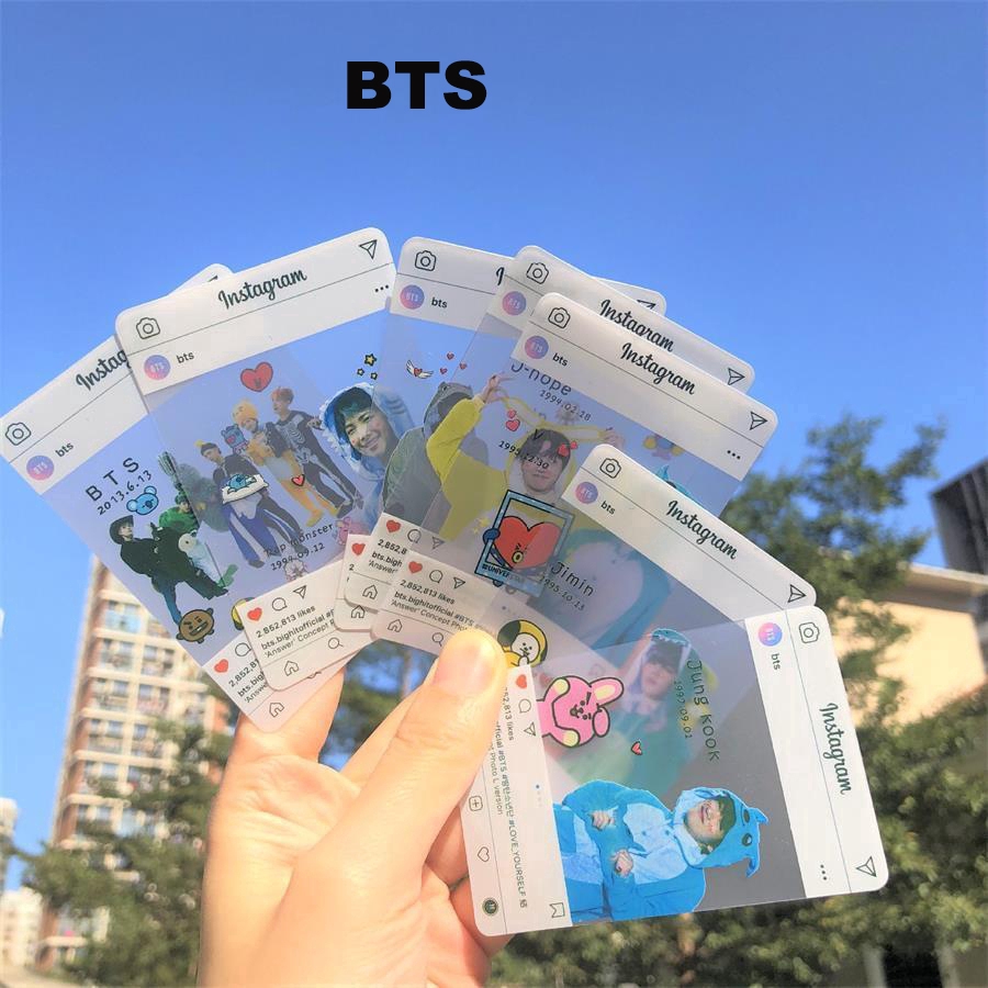 Set 8 tấm ảnh trong suốt in hình các thành viên BTS Instagram dễ thương