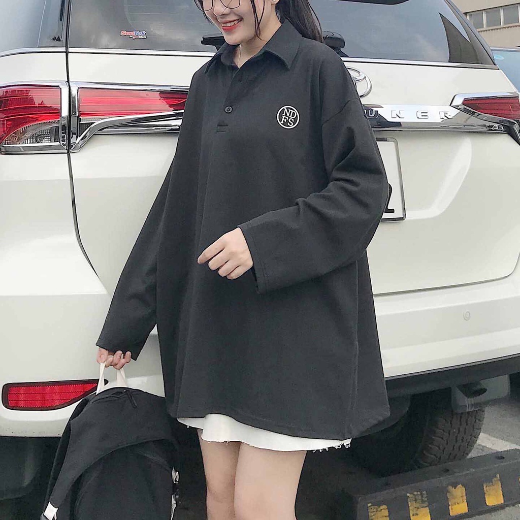 Áo Thun Polo Nữ Dài Tay Áo Phông Nữ Có Cổ Form Rộng Bigsize In Chữ Sau Lưng 3 Màu Be Cam Đất Rêu Đen YIO 1958 Gous.go