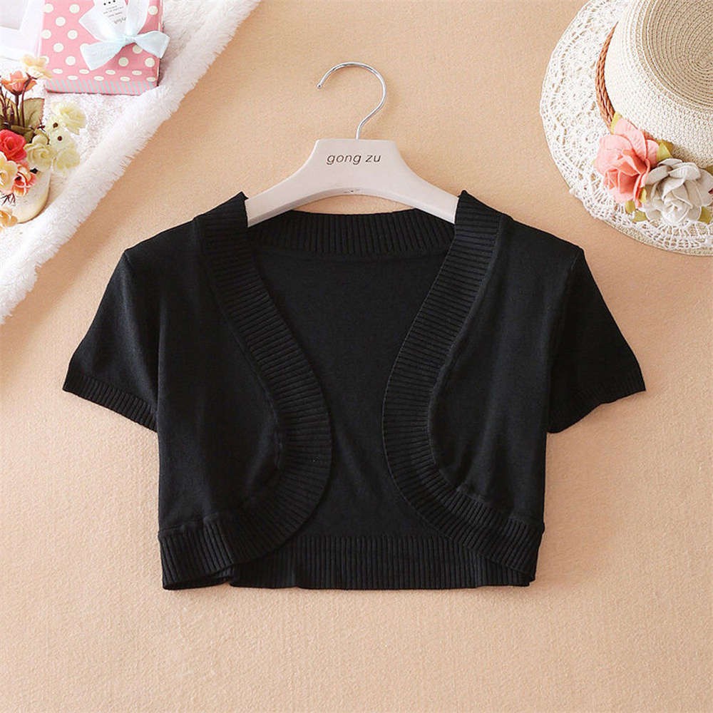 Áo khoác len lửng tay ngắn thanh lịch dành cho nữ | BigBuy360 - bigbuy360.vn