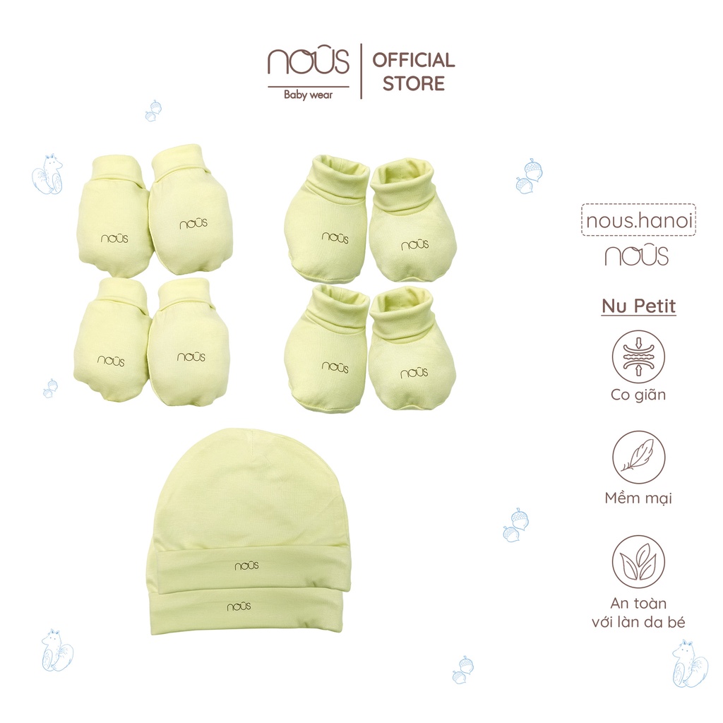 Phụ Kiện Cho Bé Sơ Sinh - Bao Tay Nous - Bao Chân Nous - Mũ Nous (Size Sơ sinh Newborn)