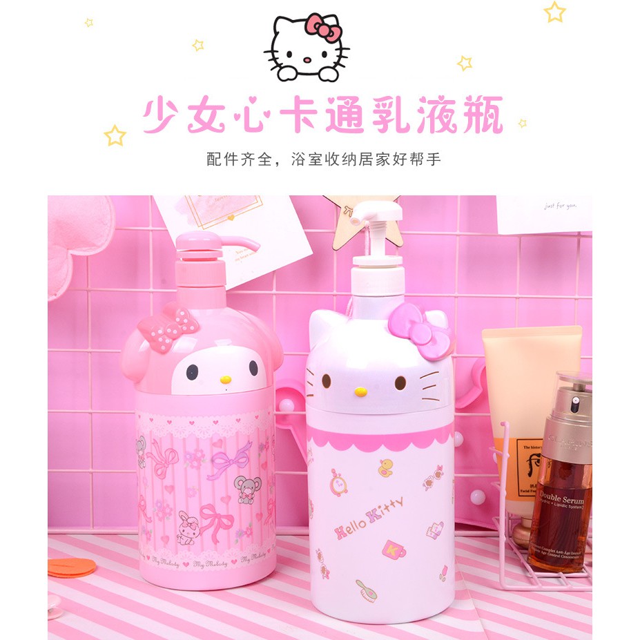 Bình Đựng Dầu Gội Sữa Tắm Dung Tích Lớn Hình Hello KITTY Melody