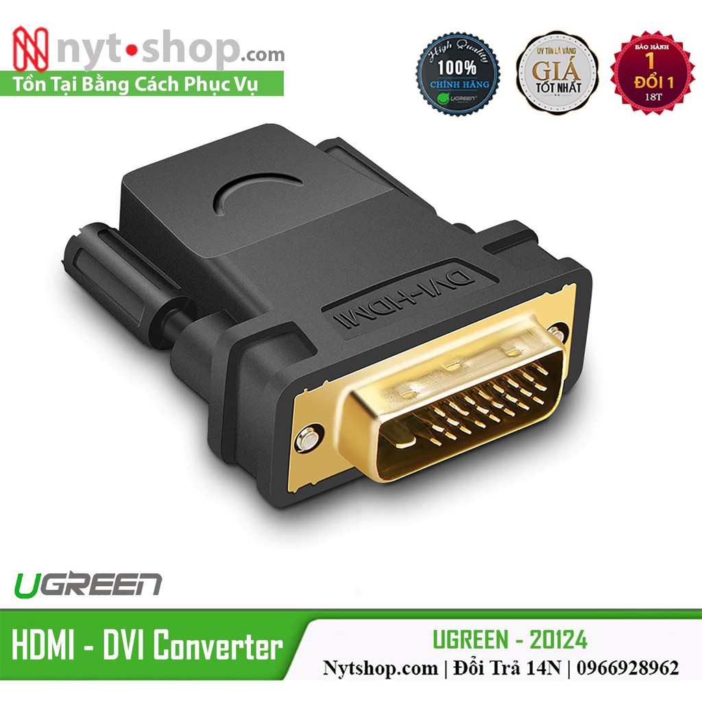 Đầu chuyển đổi DVI 24+1 to HDMI chính hãng Ugreen 20124
